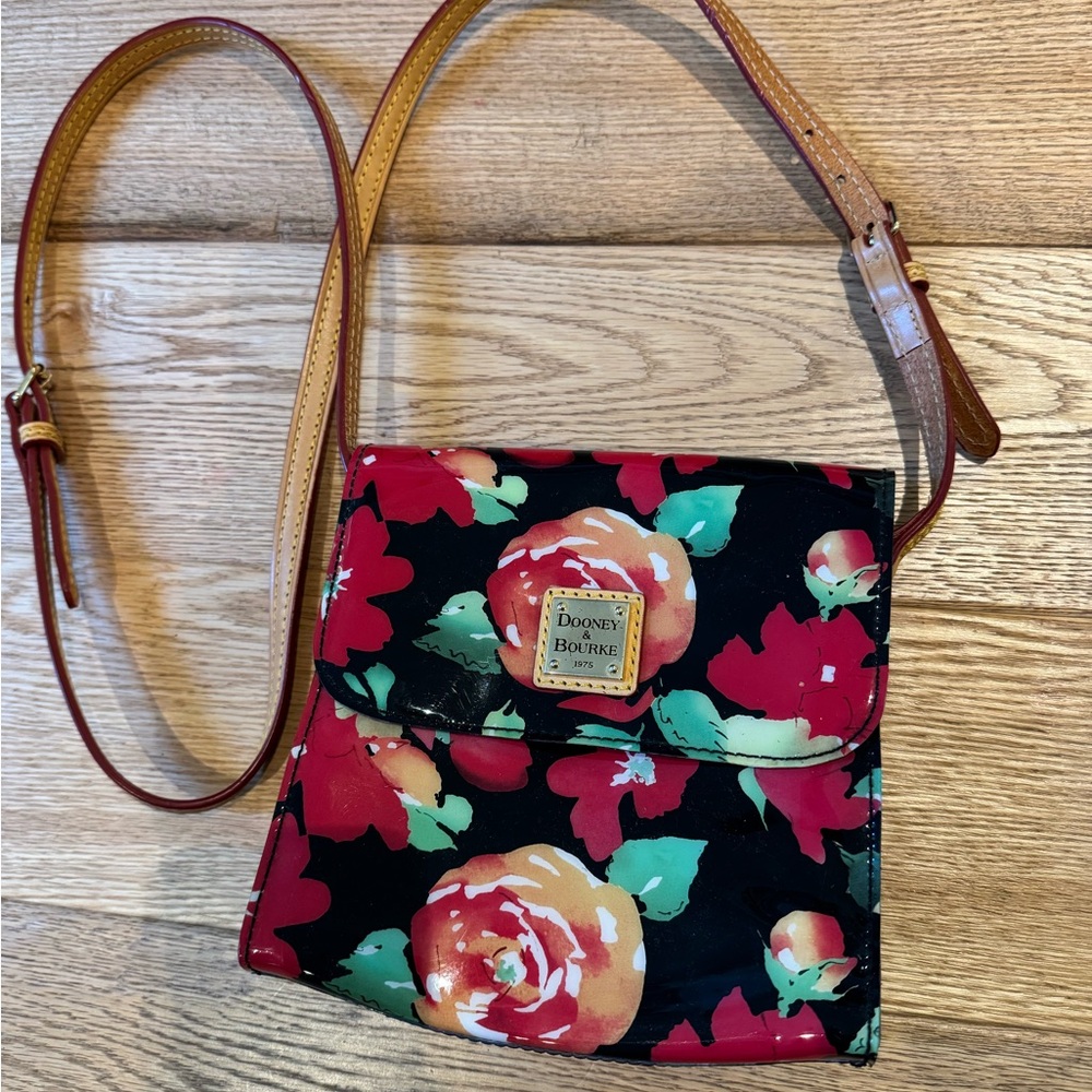 Dooney & Bourke Black and Red Floral Crossbody Bag